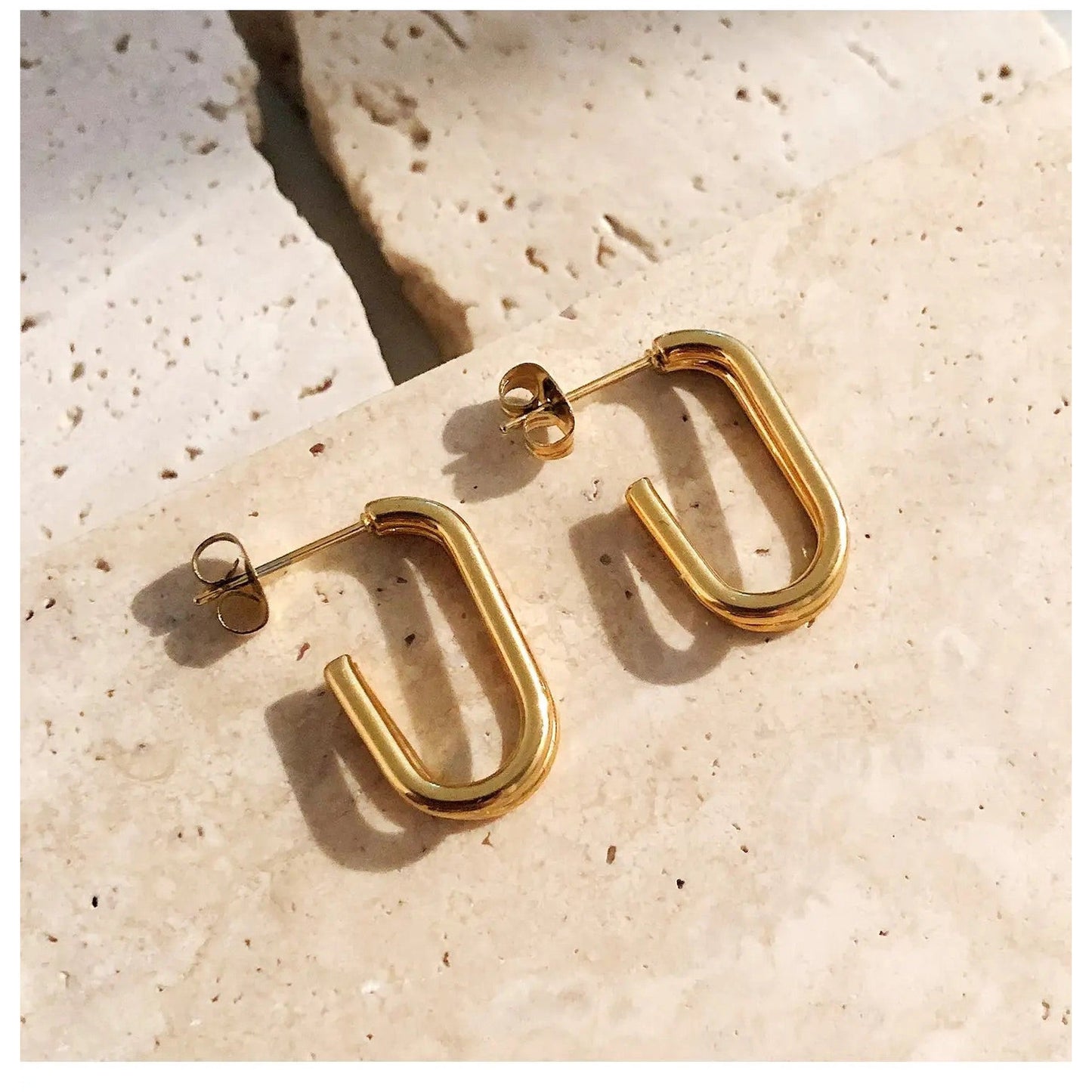 Double Layered Oval Hoops 18K Gold-Plated Earrings