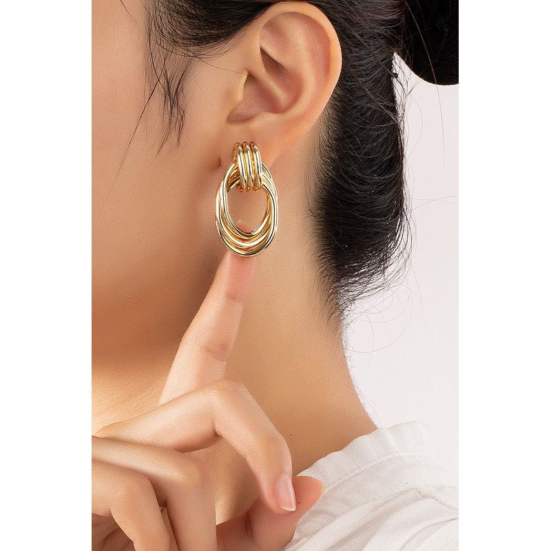 Premium Trio Metal Knot And Hoop Earrings
