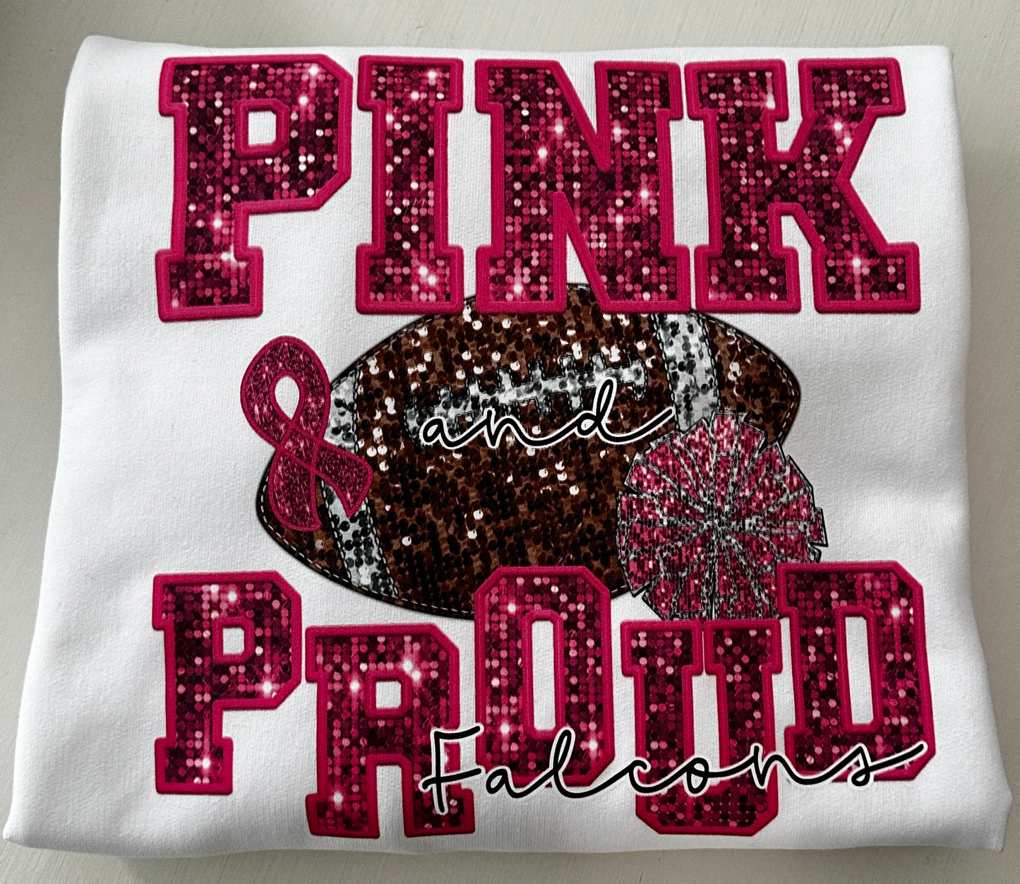 Pink & Proud Falcons Football Breast Cancer Awareness T-Shirt or Crewneck