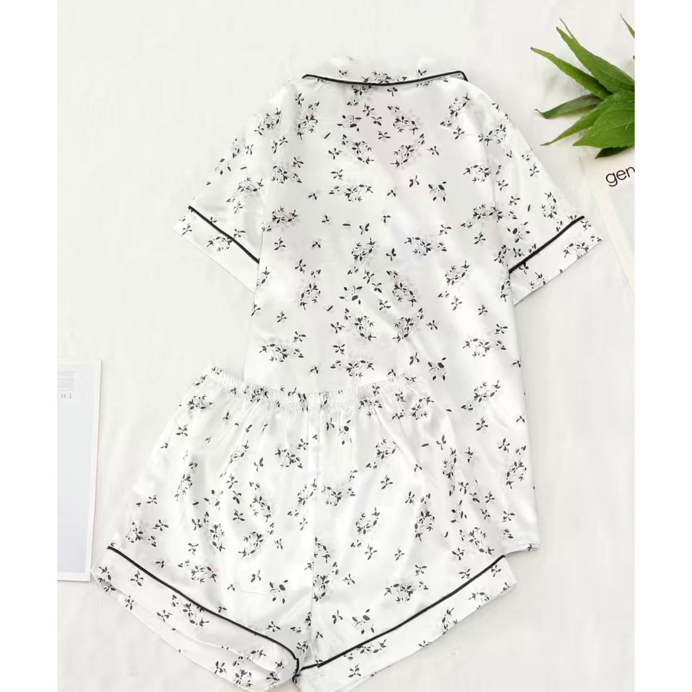 Flower Print Satin Pajama Set