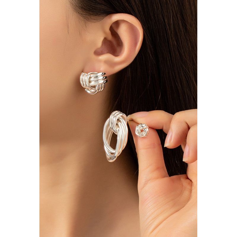 Premium Trio Metal Knot And Hoop Earrings