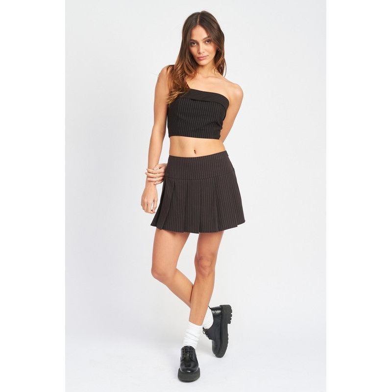 PLEATED HIGH WAIST MINI SKIRT