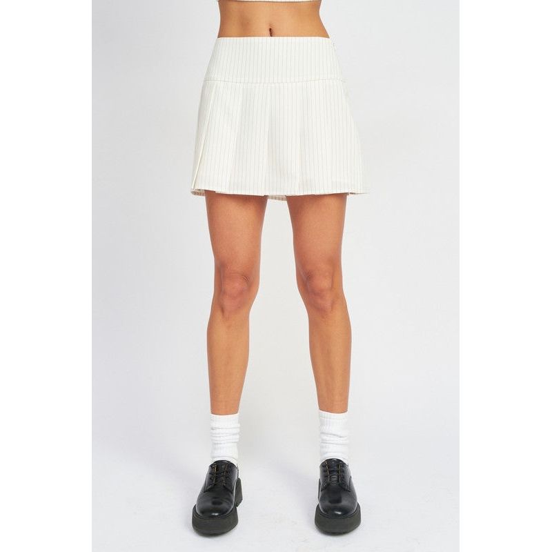 PLEATED HIGH WAIST MINI SKIRT