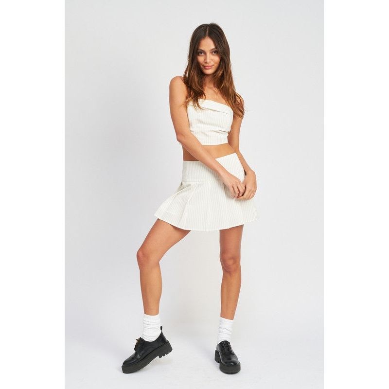 PLEATED HIGH WAIST MINI SKIRT
