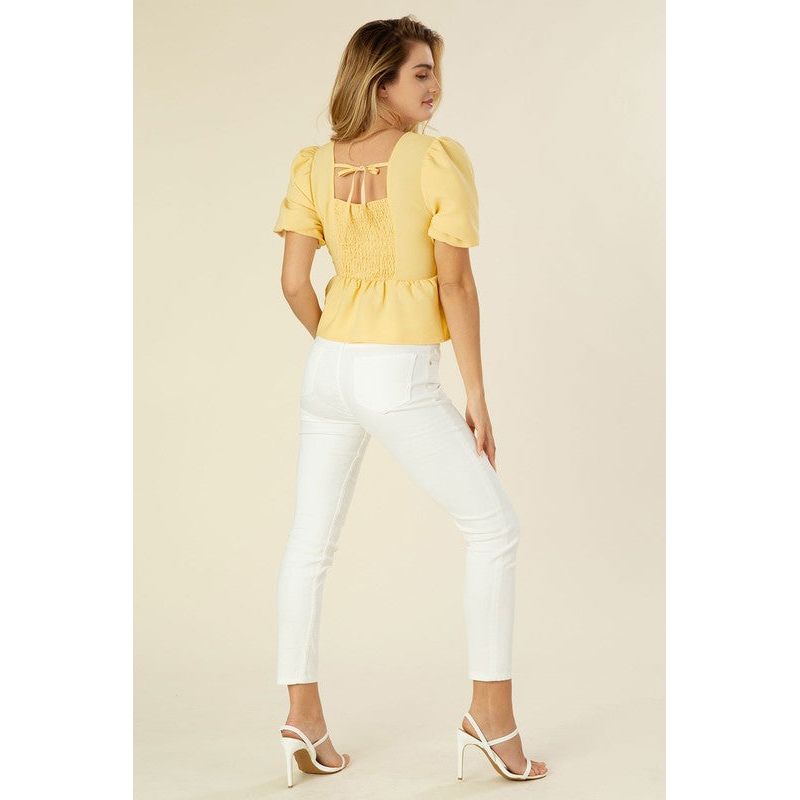 Bubbles sleeved blouse with peplum