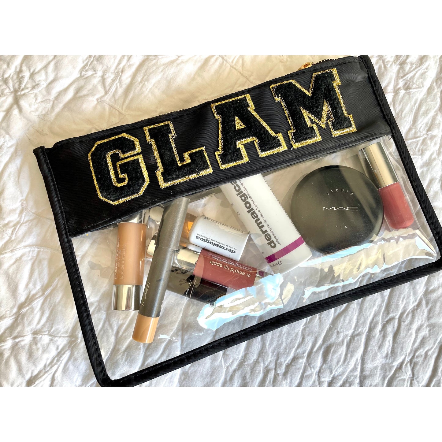 GLAM Chenille Letter Clear Pouch