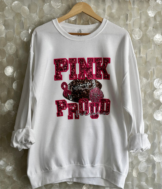 Pink & Proud Falcons Football Breast Cancer Awareness T-Shirt or Crewneck