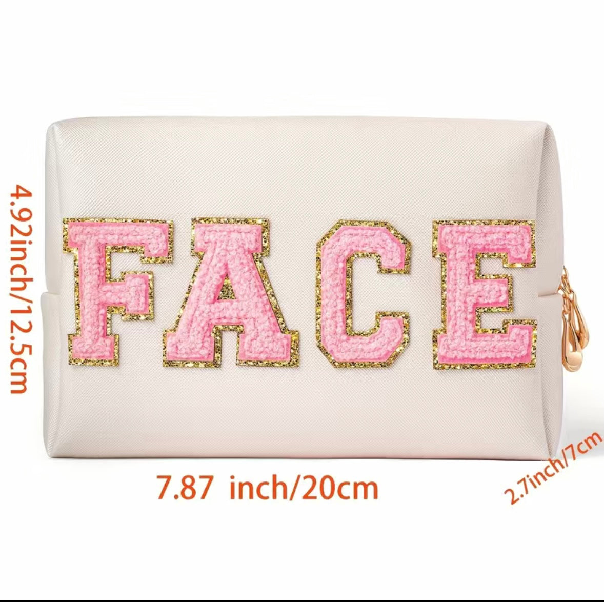 FACE Chenille Letter Cosmetic Bag