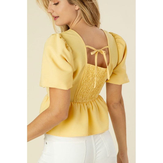 Bubbles sleeved blouse with peplum